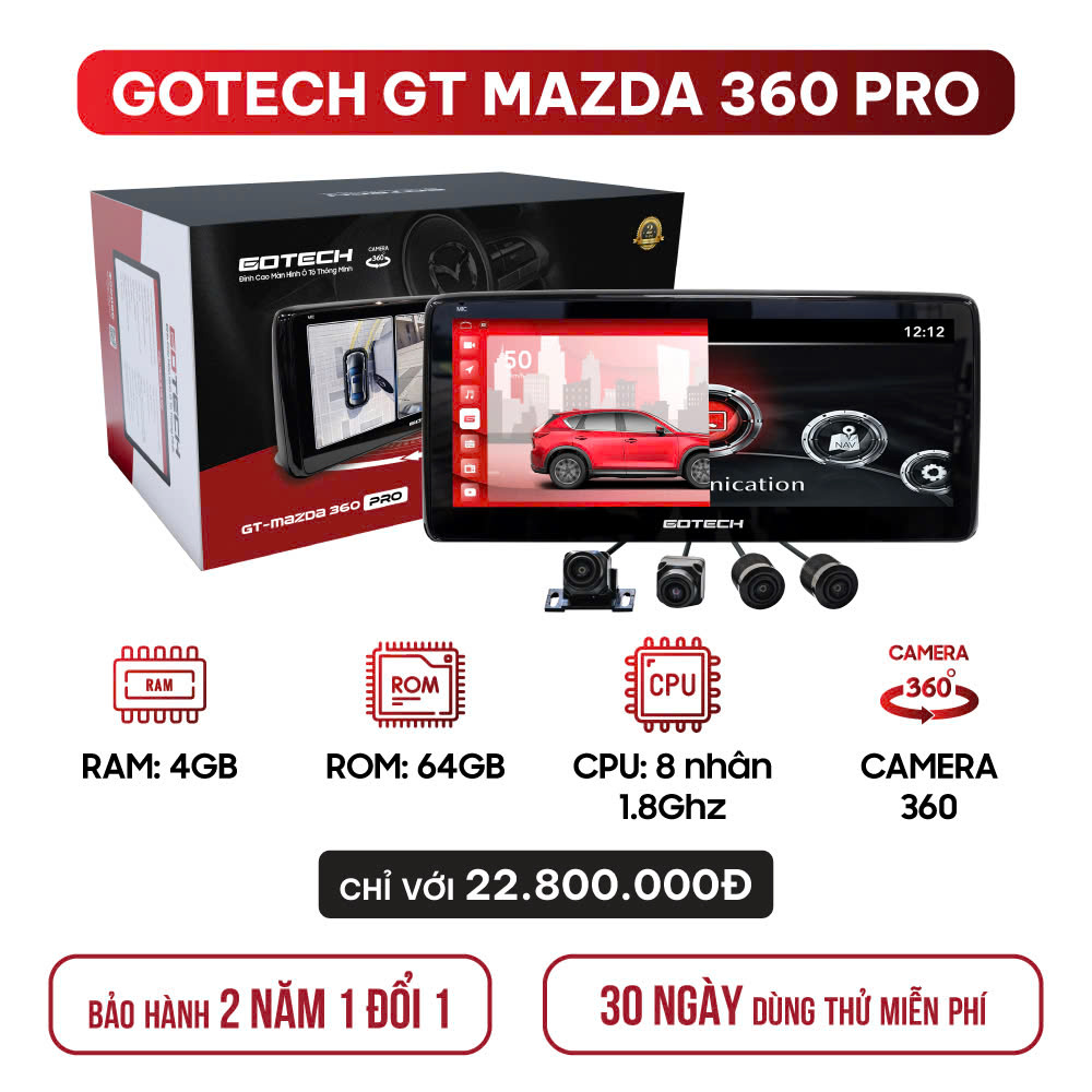MÀN HÌNH Ô TÔ THÔNG MINH GOTECH GT MAZDA 360 PRO